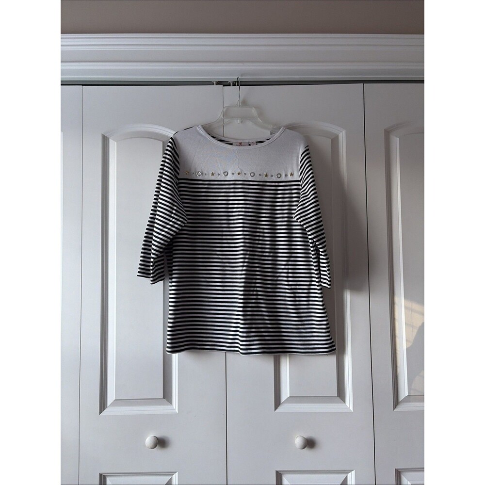 Quacker Factory Size Xl Stripe Circle Star Embell… - image 1